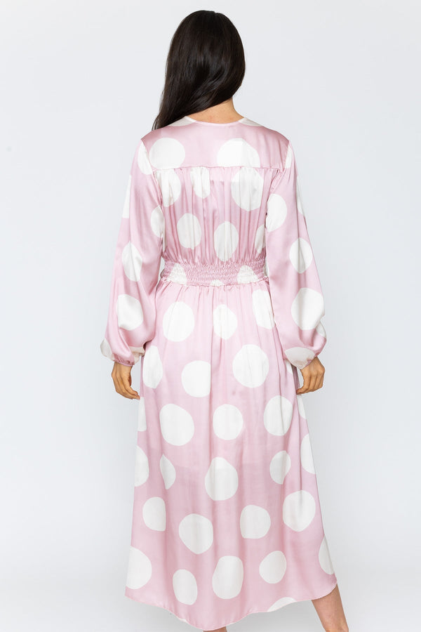 Carraig Donn Pink Print Sateen Cliodhna Midi Dress