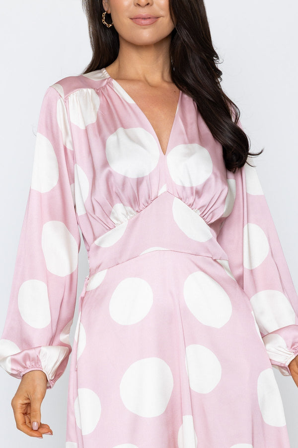 Carraig Donn Pink Print Sateen Cliodhna Midi Dress