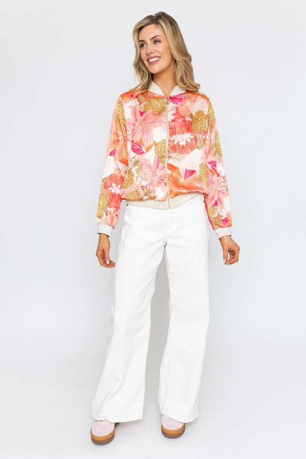 Carraig Donn Pink Printed Bomber Jacket