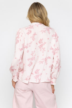 Carraig Donn Pink Printed Collarless Top