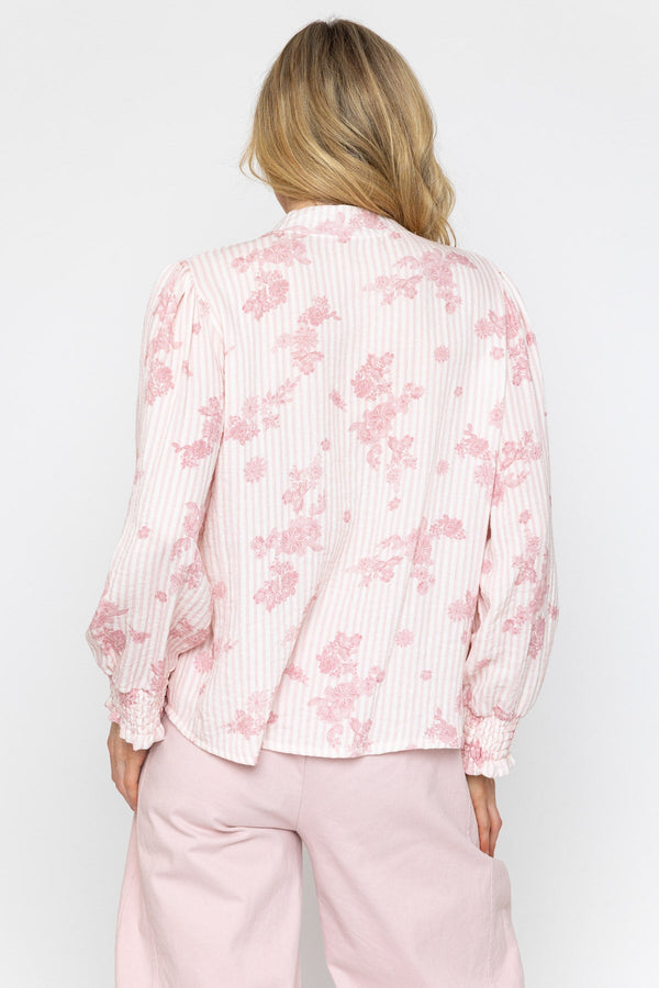Carraig Donn Pink Printed Collarless Top
