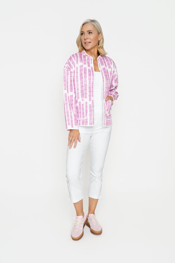 Carraig Donn Pink Printed Jersey Jacket With Patch Pockets