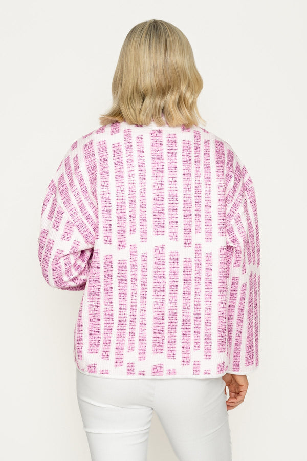 Carraig Donn Pink Printed Jersey Jacket With Patch Pockets