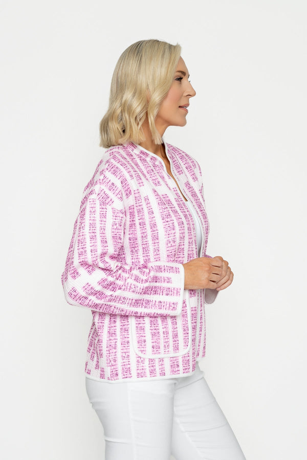 Carraig Donn Pink Printed Jersey Jacket With Patch Pockets
