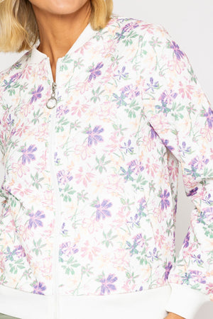 Carraig Donn Pink Printed Textured Jersey Bomber Jacket