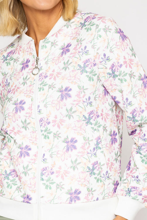Carraig Donn Pink Printed Textured Jersey Bomber Jacket