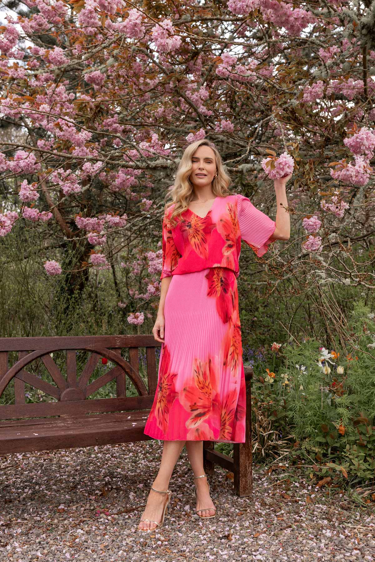 Pink & Red Printed Michaela Dress