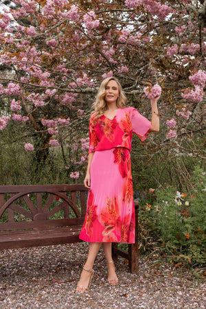Carraig Donn Pink & Red Printed Michaela Dress