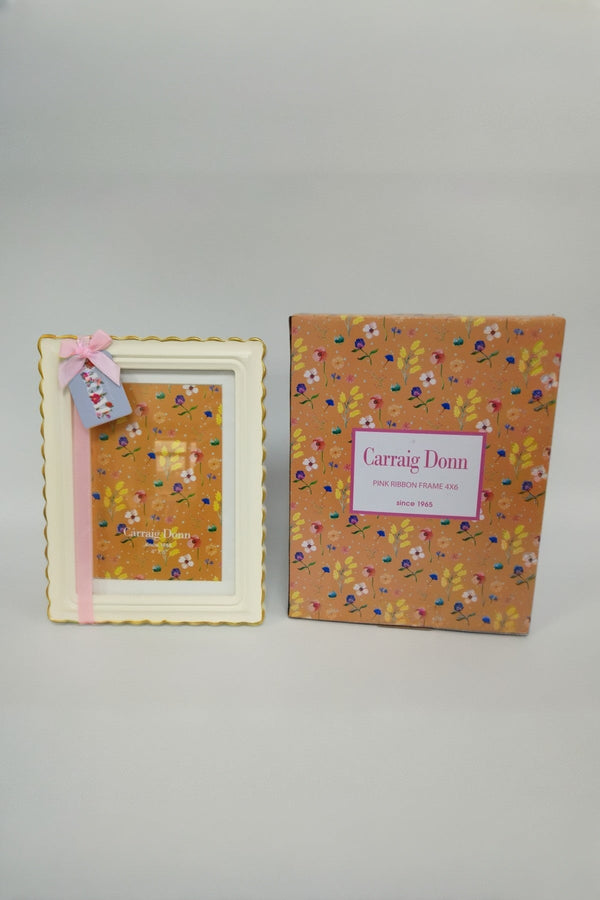 Carraig Donn Pink Ribbon 4x6 Photo Frame with Gold Detailing