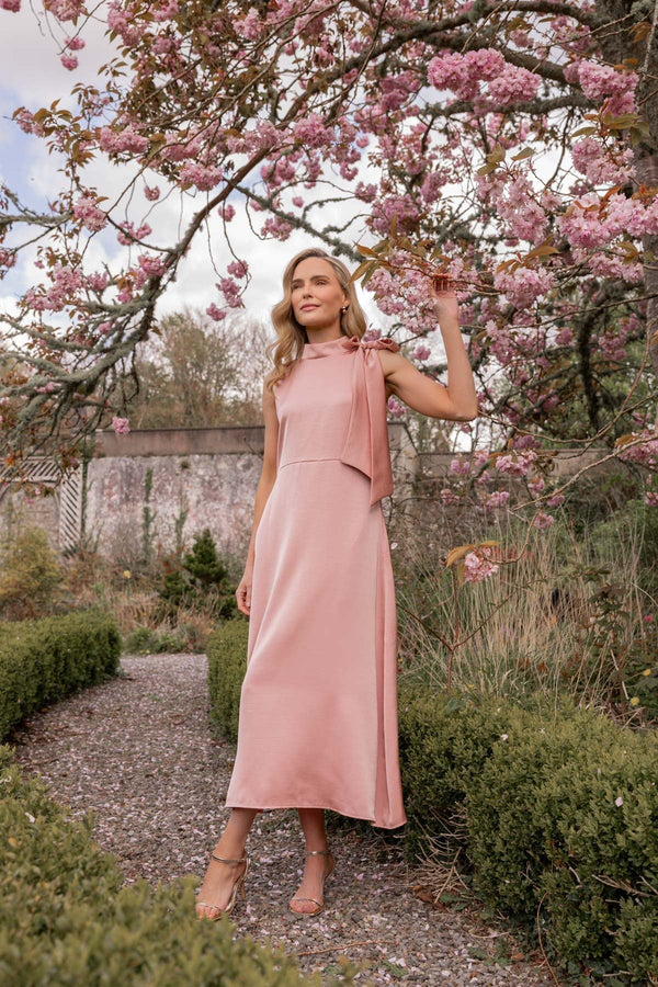 Carraig Donn Pink Sateen Bonnie Midi Dress