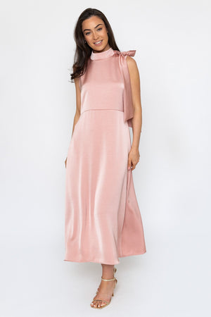 Carraig Donn Pink Sateen Bonnie Midi Dress