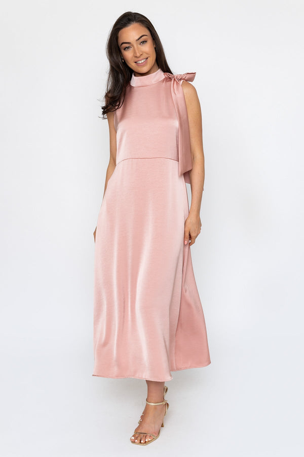 Carraig Donn Pink Sateen Bonnie Midi Dress
