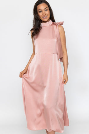 Carraig Donn Pink Sateen Bonnie Midi Dress