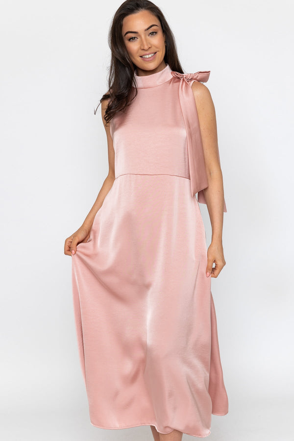 Carraig Donn Pink Sateen Bonnie Midi Dress