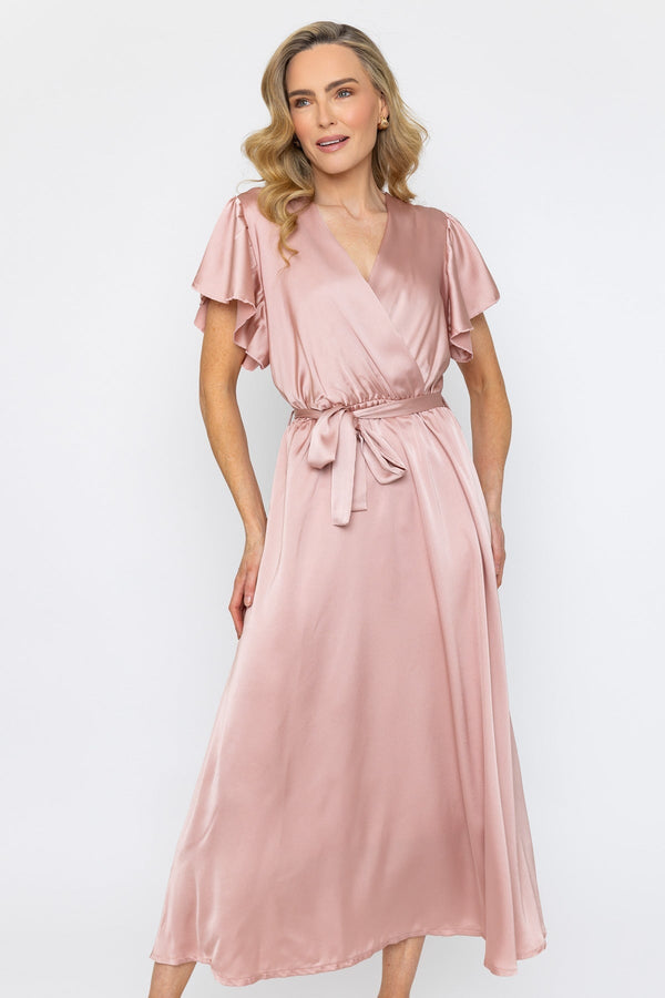 Carraig Donn Pink Sateen Kristen Midi Dress