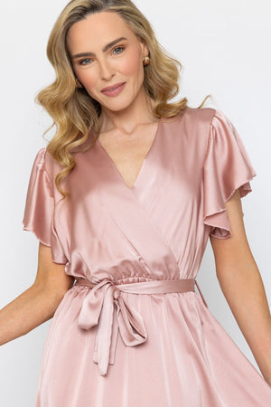 Carraig Donn Pink Sateen Kristen Midi Dress
