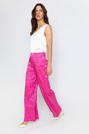 Carraig Donn Pink Satin Jacquard Trousers