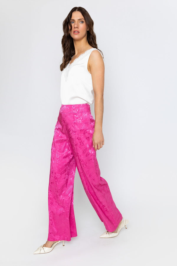 Carraig Donn Pink Satin Jacquard Trousers