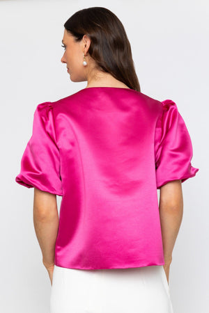 Carraig Donn Pink Satin Puff Sleeve Top