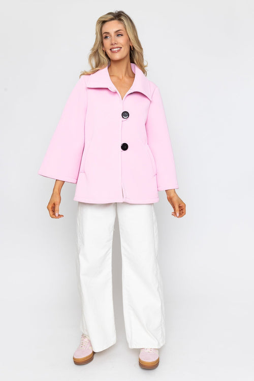 Pink Scuba Button Up Jacket | Ladies Fashion | Carraig Donn