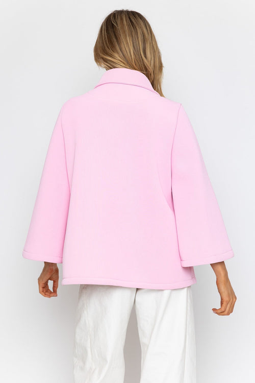 Pink Scuba Button Up Jacket | Ladies Fashion | Carraig Donn