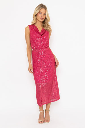 Carraig Donn Pink Sequin Midi Skirt