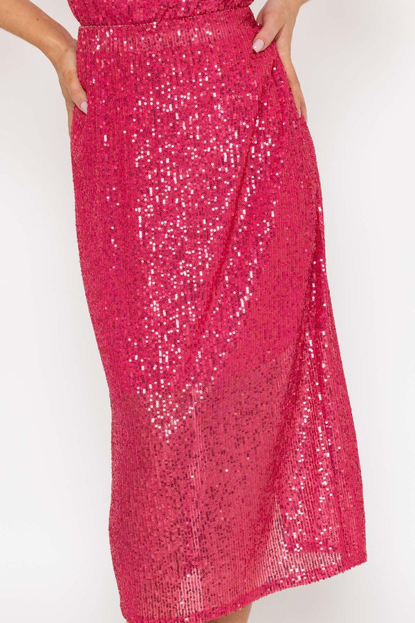 Carraig Donn Pink Sequin Midi Skirt
