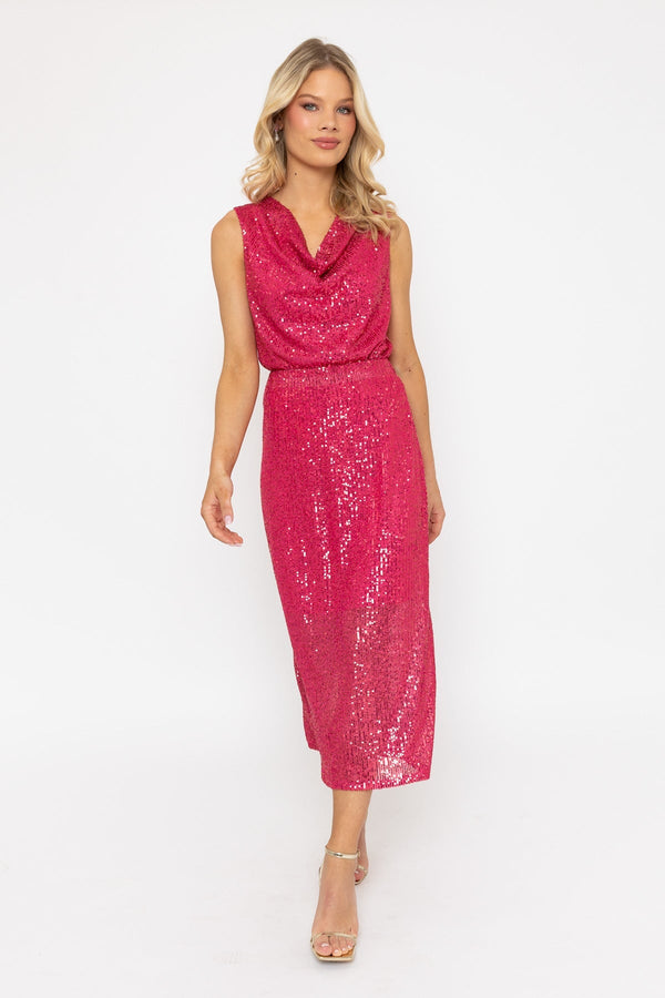 Carraig Donn Pink Sequin Midi Skirt