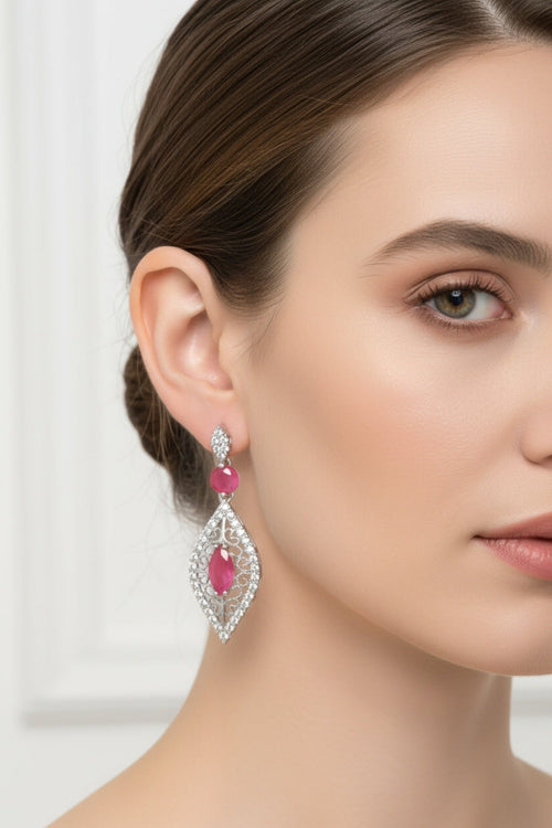 Pink Stone Drop Earrings