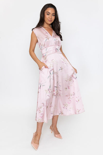 Pink Sleeveless Alina Midi Dress | Ladies Fashion