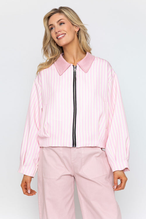 Pink Stripe Varsity Jacket