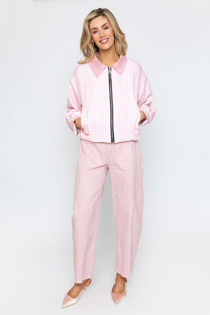 Carraig Donn Pink Stripe Varsity Jacket