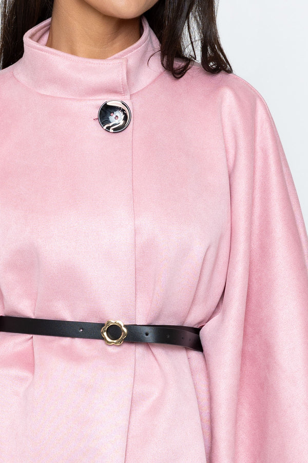 Carraig Donn Pink Suede Belted Cape Jacket