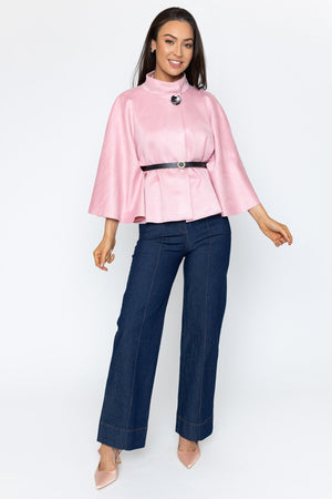 Carraig Donn Pink Suede Belted Cape Jacket