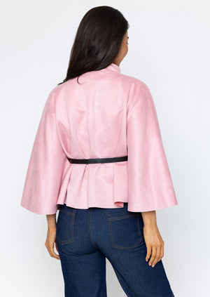 Carraig Donn Pink Suede Belted Cape Jacket