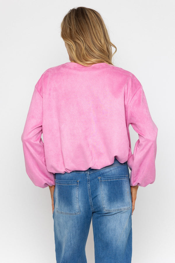 Carraig Donn Pink Suede Bomber Jacket