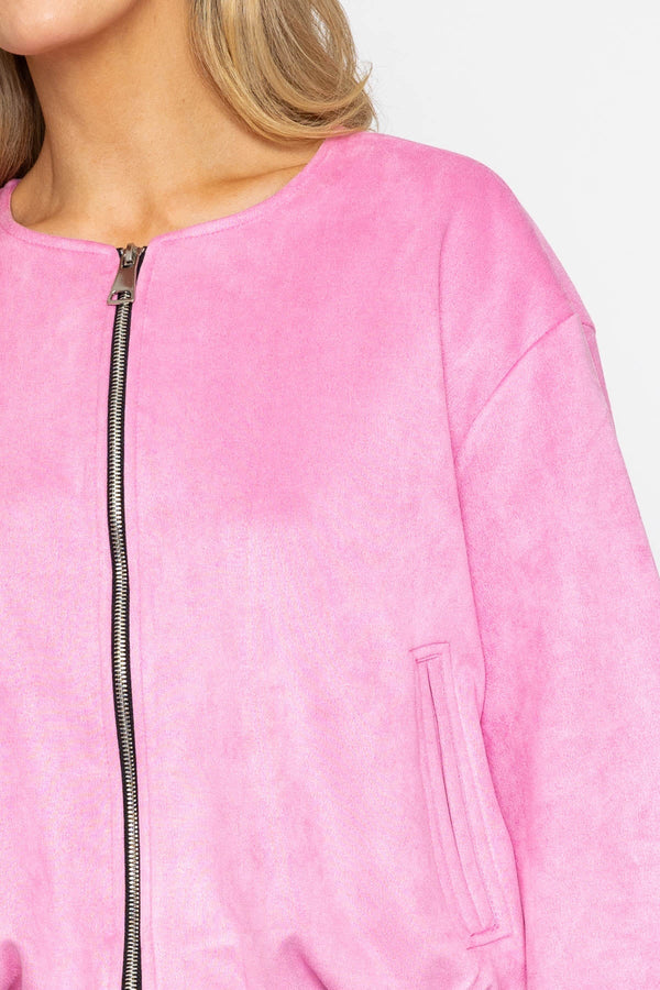 Carraig Donn Pink Suede Bomber Jacket