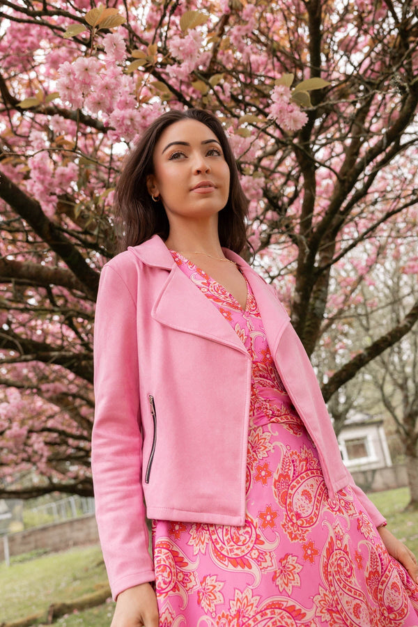 Carraig Donn Pink Suede Cover Up Jacket