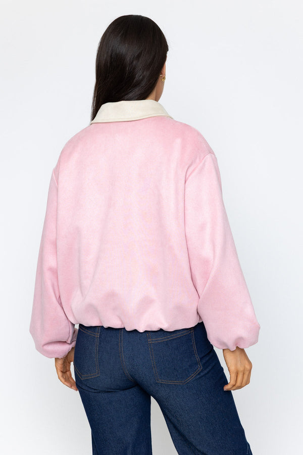 Carraig Donn Pink Suede Varsity Jacket