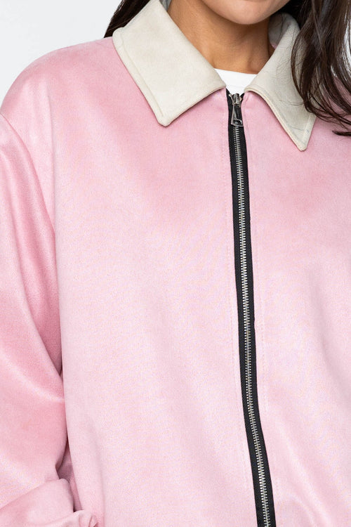 Carraig Donn Pink Suede Varsity Jacket