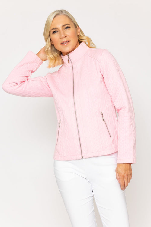Pink Textured Jersey Jacket