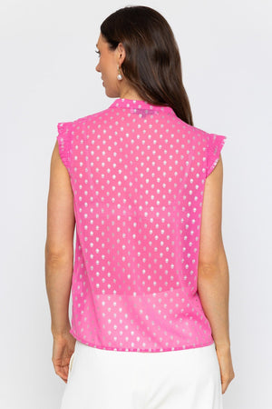 Carraig Donn Pink Top with Metallic Polka Dots