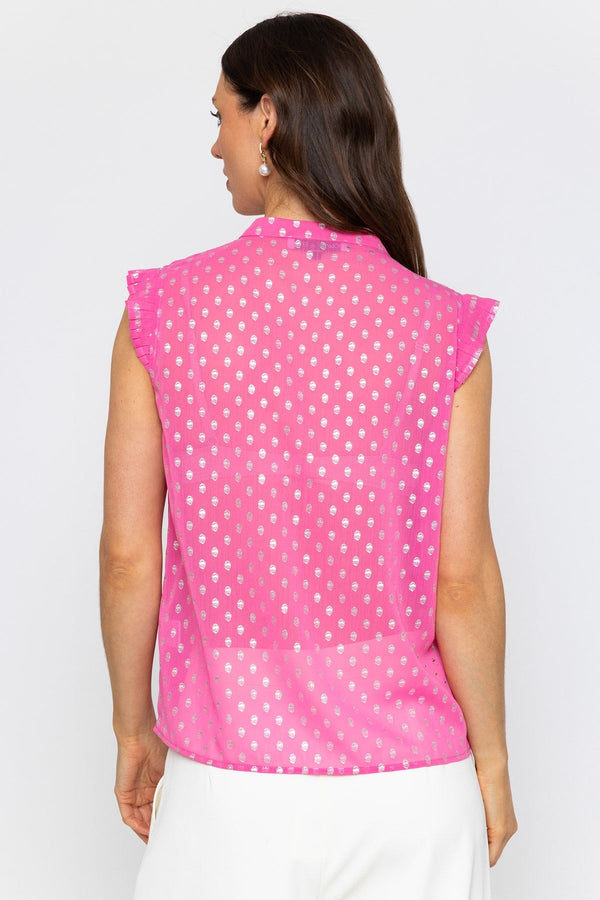 Carraig Donn Pink Top with Metallic Polka Dots