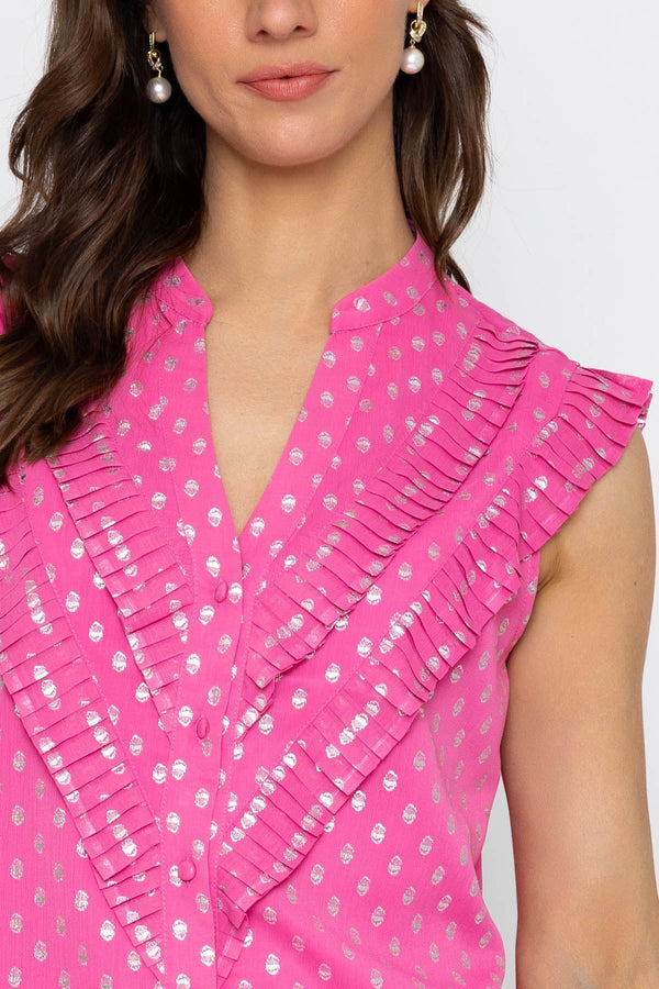 Carraig Donn Pink Top with Metallic Polka Dots