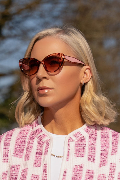 Pink Tortoiseshell Cat Eye Sunglasses