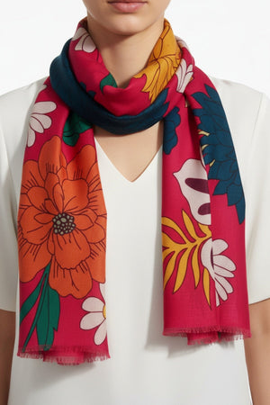 Carraig Donn Pink Tropical Print Scarf
