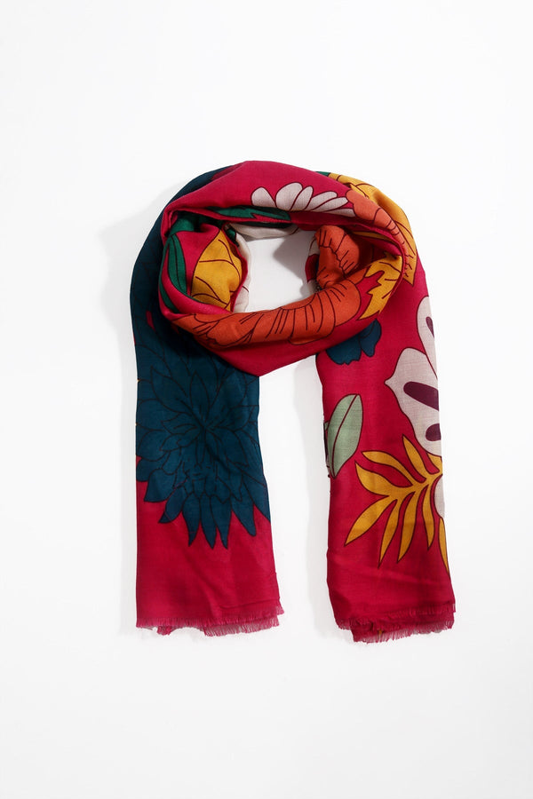 Carraig Donn Pink Tropical Print Scarf