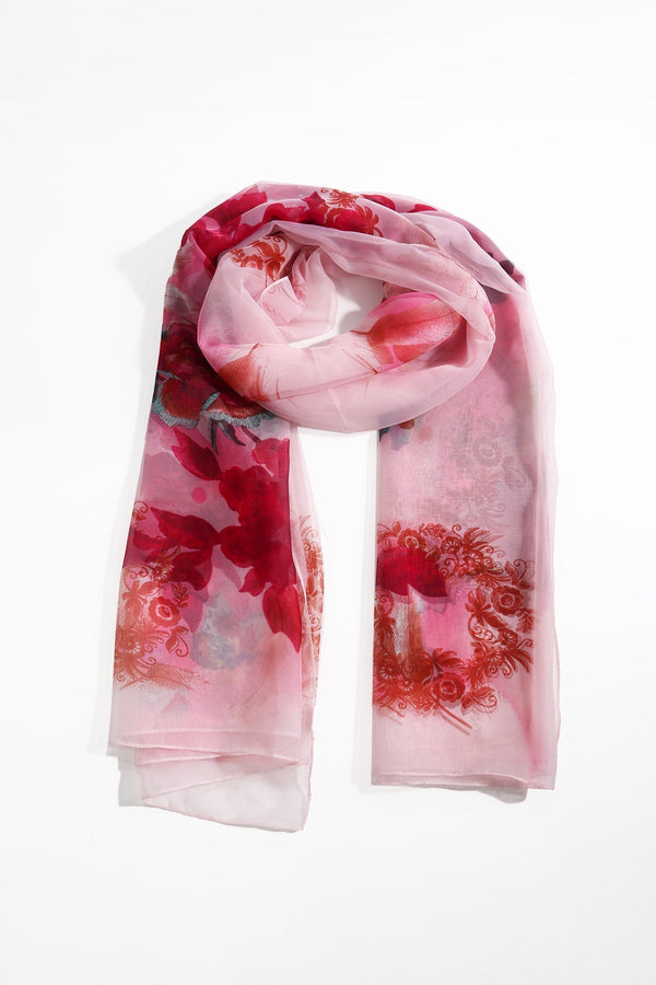 Carraig Donn Pink Two Tone Floral Scarf