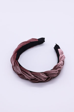 Pink Velvet Plaited Hairband