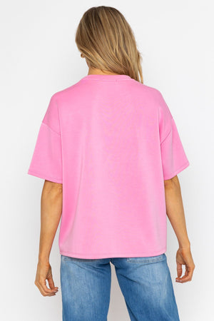 Carraig Donn Pink Viscose Blend Slogan Top